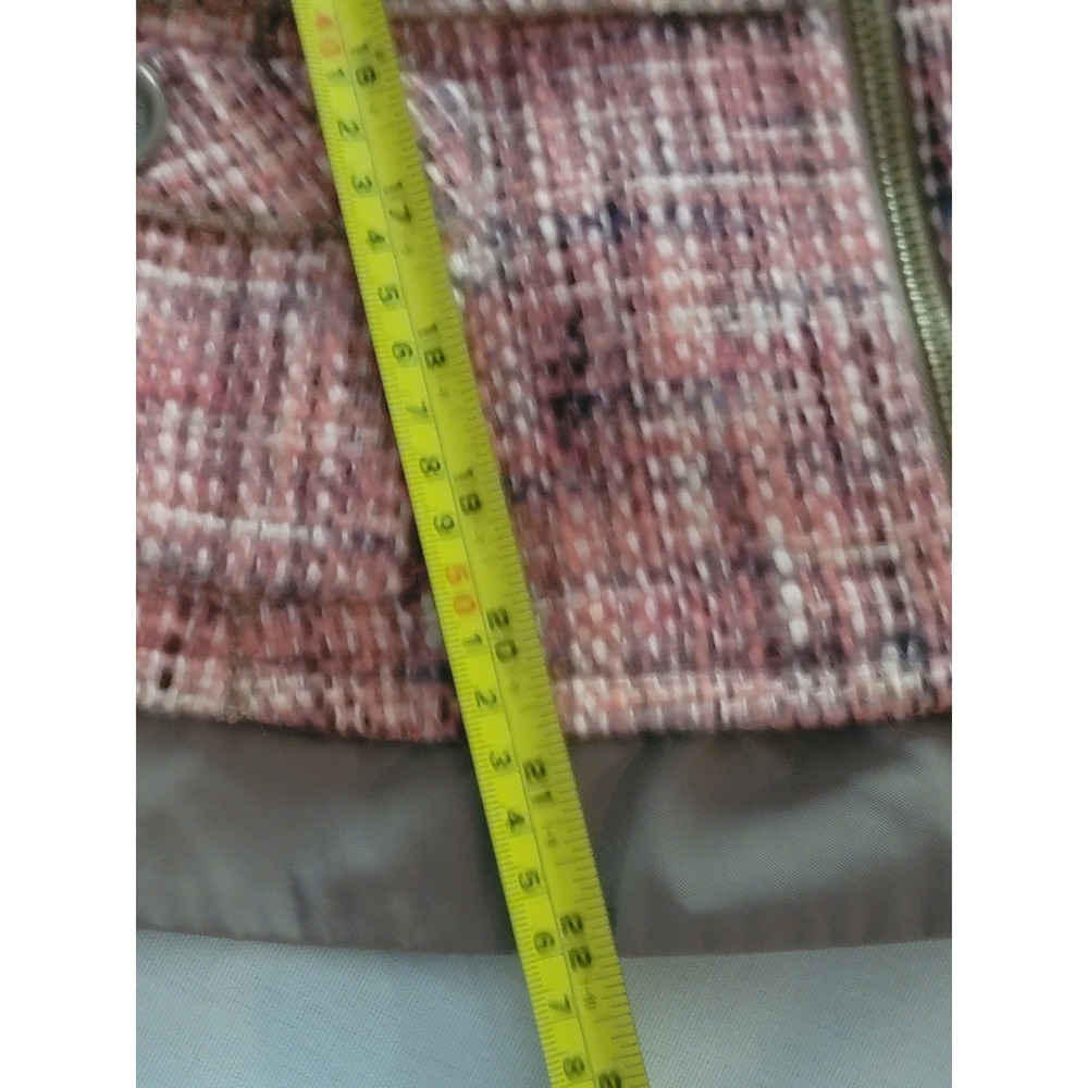 BCBGMAXAZRIA Y2K Tweed Jacket Women's Pink Zip Moto Career Chic Preppy Small - Picture 11 of 14